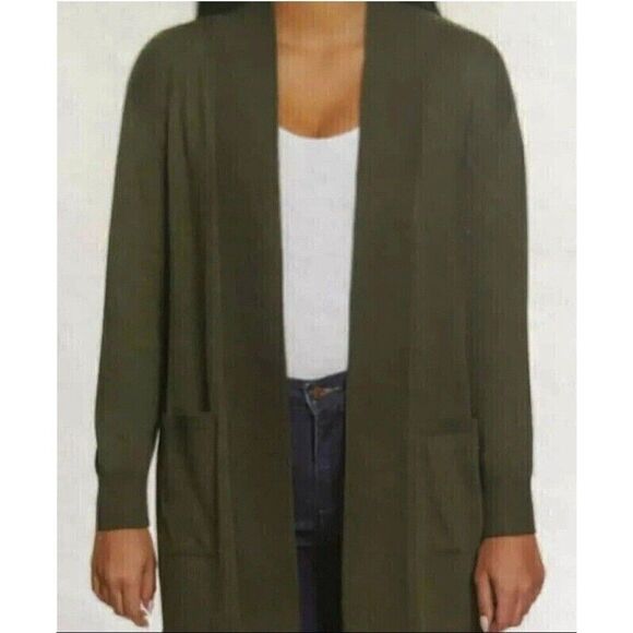 Gloria Vanderbilt Sweaters - Gloria Vanderbilt Women's Open Front Lightweight Green Cardigan Relaxed Size S